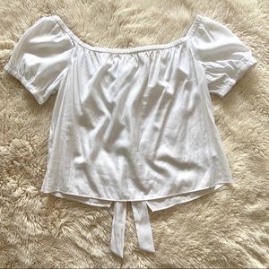 Off-shoulder, split back crop top